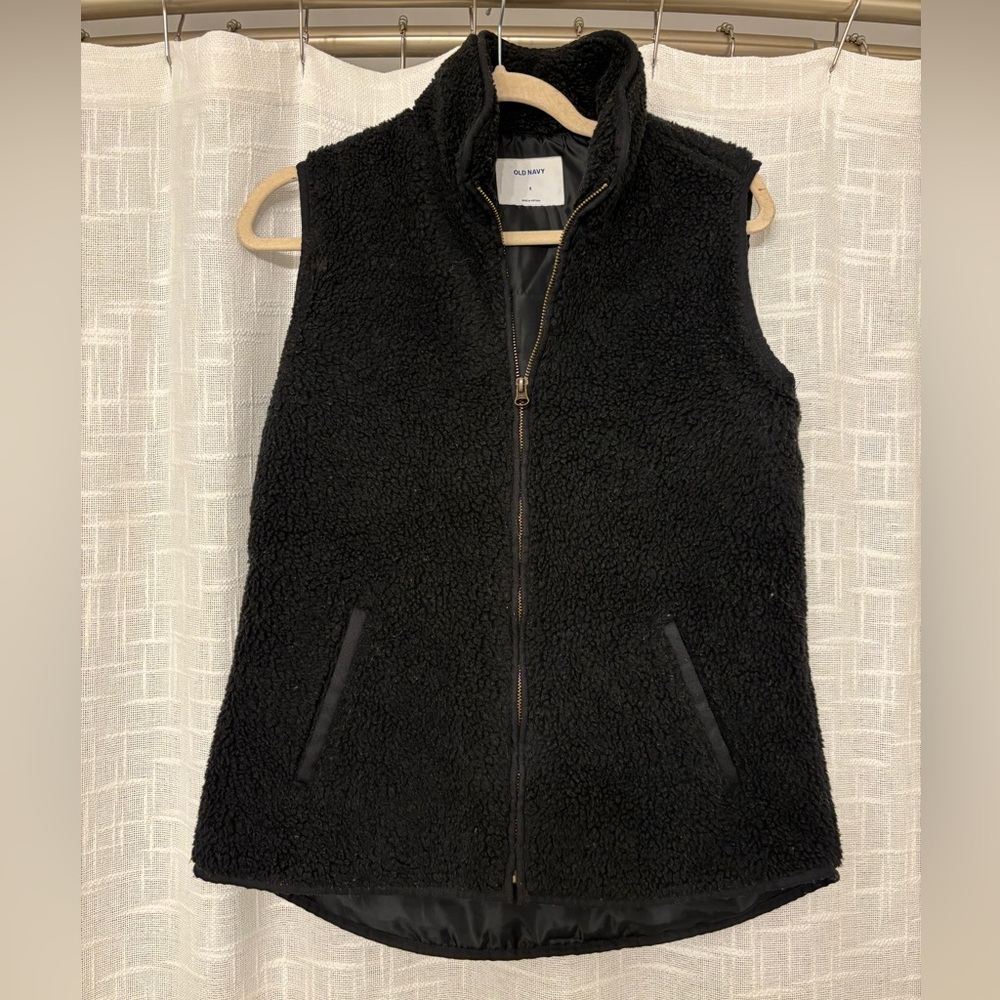Black Faux Sherpa Vest